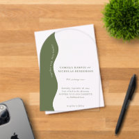 Olive foncé Vert moderne Wavy Mariage rétro
