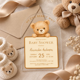 Invitations En Acrylique On Attend Avec Impatience Mignon Ours en Peluche B