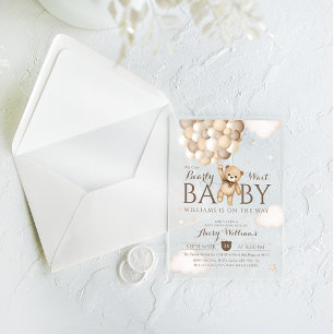 Invitations En Acrylique On peut attendre le Baby shower d'ours de ballon