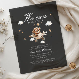 Invitations En Acrylique On Peut Attendre ! Ours et avion en peluche