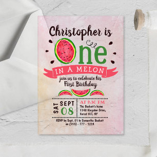Invitations En Acrylique One In A Melon 1er Anniversaire