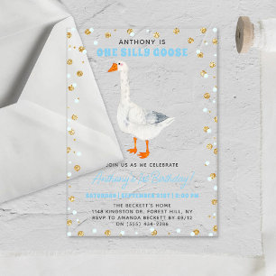 Invitations En Acrylique One Silly Goose Boys 1er Anniversaire