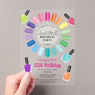 Invitations En Acrylique Ongles Manucure Pédicure Mani Pédi Fille Anniversa