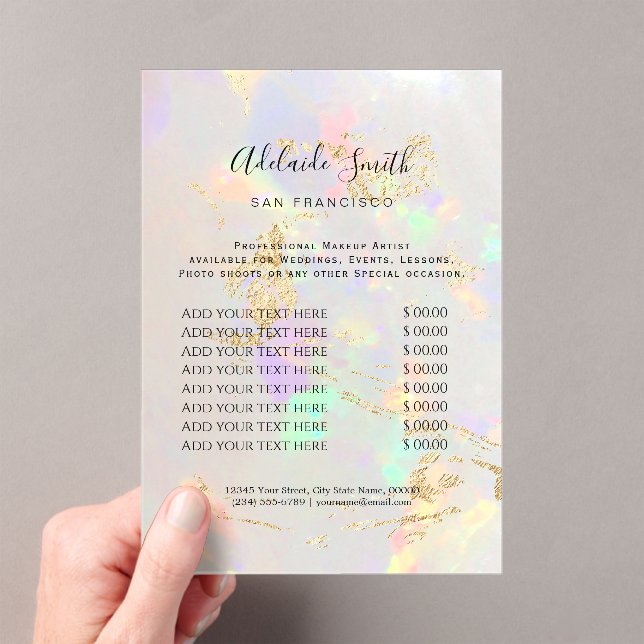 Invitations En Acrylique opal blanc liste des prix arrière - plan salon de  (In situ (ordinateur de poche))