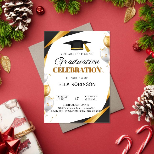 Invitations En Acrylique Or et Noir Élégants (Insitu (vacances))