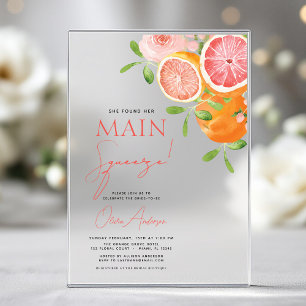 Invitations En Acrylique Orange de la Fête des mariées principale en agrume