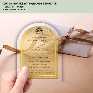 Invitations En Acrylique Ornat d'or islamique Nikah Walima musulman Élégant