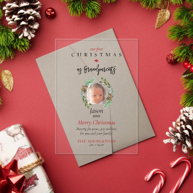 Invitations En Acrylique Our 1st Christmas as Grandparents Child Photo (Insitu (vacances))