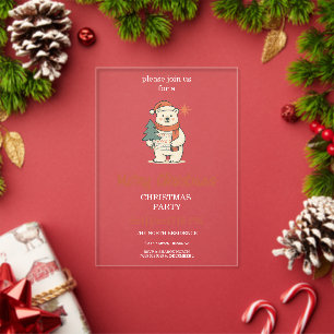 Invitations En Acrylique Ours polaire de Noël mignon scandinave hiver Acr