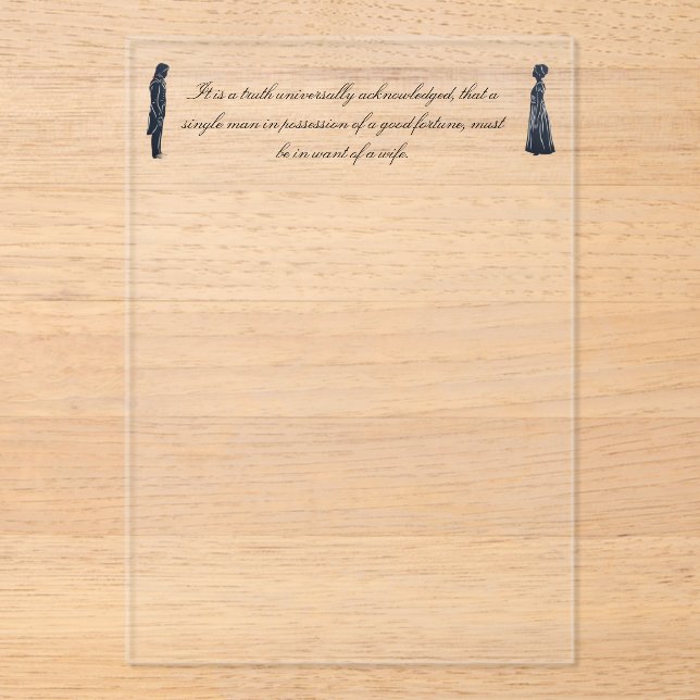 Invitations En Acrylique Ouverture de "Orgueil et Préjugés" avec silhouette (Recto)