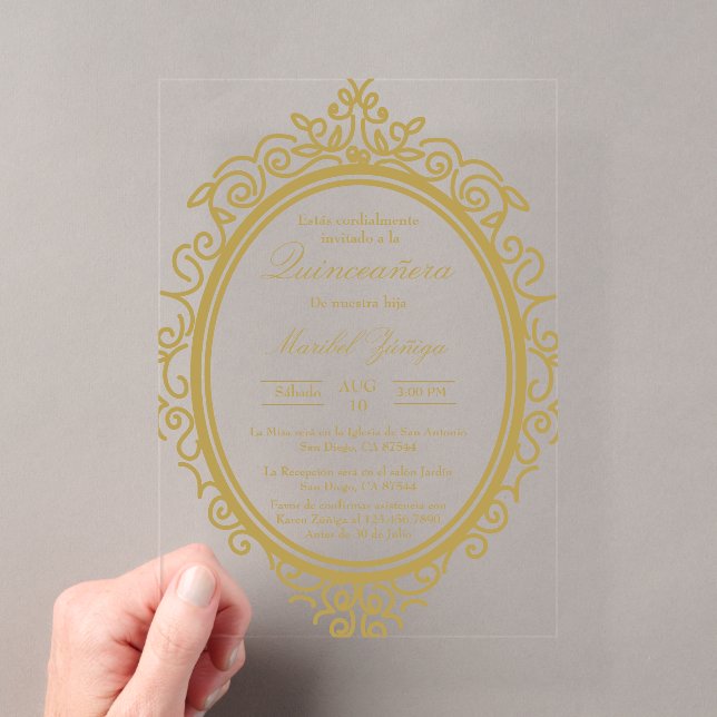 Invitations En Acrylique Oval acrylique quinceañera (In situ (ordinateur de poche))
