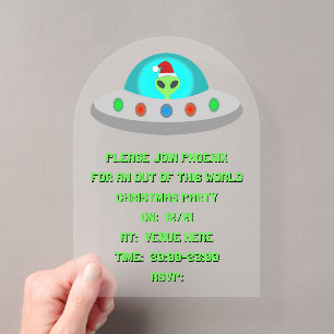 Invitations En Acrylique OVNI de Noël Ho Ho Alien soucoupe volante Personna