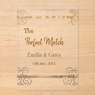 Invitations En Acrylique Pailletage doré vintage le couple parfait na