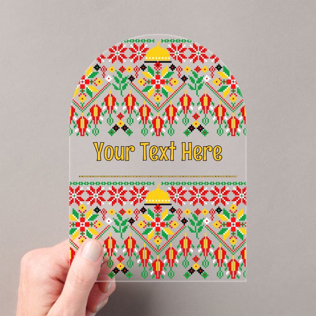 Invitations En Acrylique Palestine Tatreez Broderie traditionnelle (In situ (ordinateur de poche))