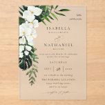 Invitations En Acrylique Palme tropicale et Mariage floral blanc 2 V2<br><div class="desc">Feuilles tropicaux peints à la main et fleurs blanches Les fleurs ont été utilisées pour créer ce Faire-part de mariage de Mariage de palmier et blanc tropical. Il est idéal pour les mariages tropicaux, les mariages d'été, les mariages boho, les mariages de printemps et les mariages de destination. Elles sont...</div>