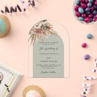 Pampas rose verte sage carré mariage clair