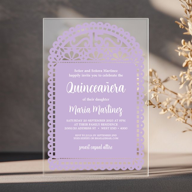 Invitations En Acrylique Papel Picado Inspiré Quinceanera Rose Anniversaire (Introducing our simple and elegant Quinceanera invitation, inspired by papel picado art.)