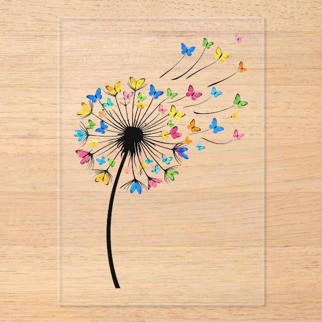 Invitations En Acrylique Papillon de pissenlit en vol (Recto)