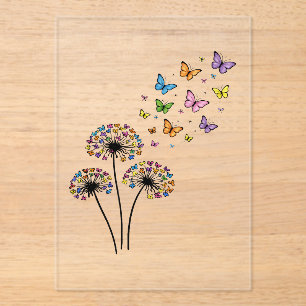 Invitations En Acrylique Papillon de pissenlit en vol