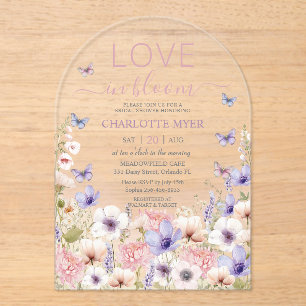 Invitations En Acrylique Papillons Fleur Sauvage Rose Violet Amour en Fleur