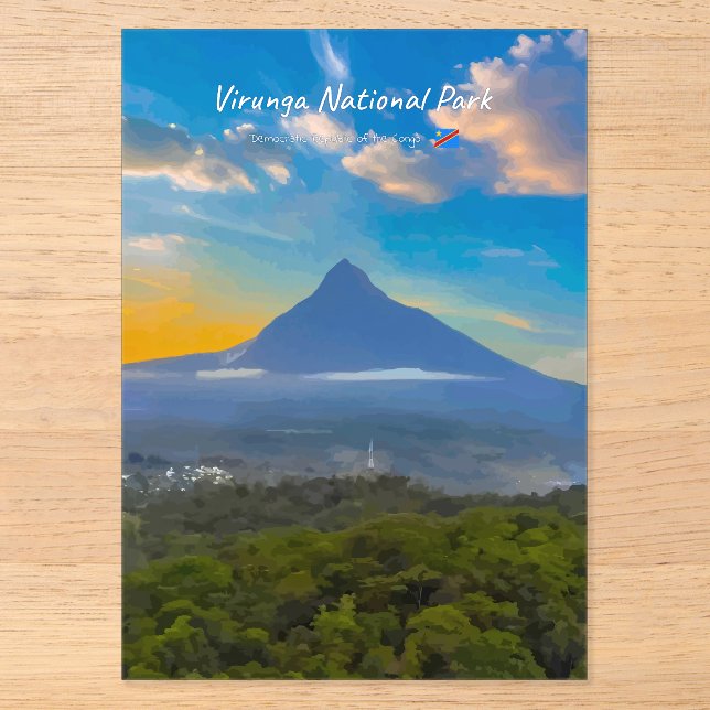 Invitations En Acrylique Parc national des Virunga, RD Congo - Volcan (Recto)