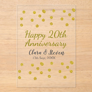 Invitations En Acrylique Parties scintillant Golden dots heureux mariage du