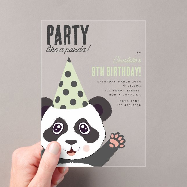 Invitations En Acrylique Party Like a Panda Kids Cute Birthday Party (In situ (ordinateur de poche))