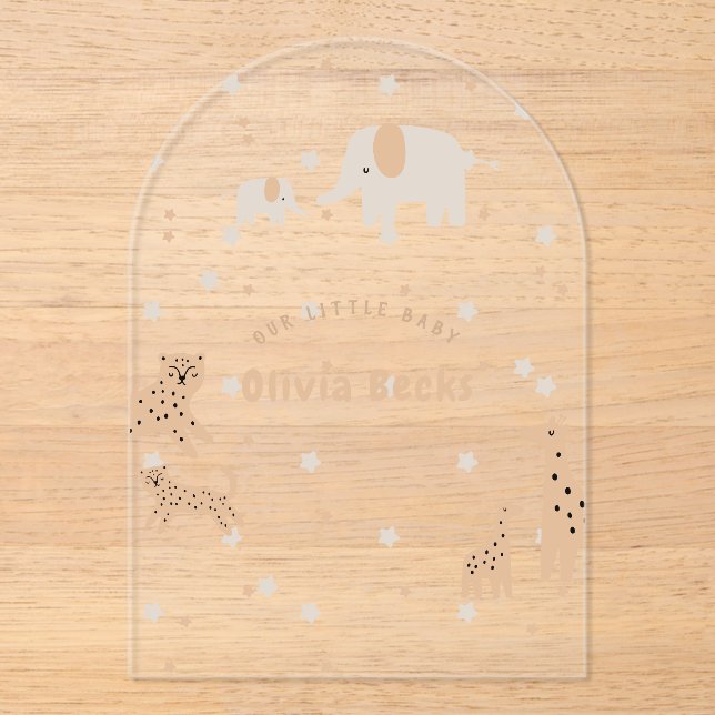 Invitations En Acrylique Pastel Beige mignon Baby shower illustratif (Recto)