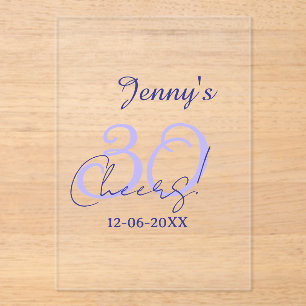 Invitations En Acrylique Pastel félicite 30 ans violet élégant nom da
