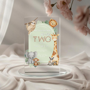 Invitations En Acrylique Pastel Tropical Wild Two Jungle Safari Animaux