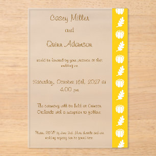 Invitations En Acrylique Patch de citrouille en jaune Acrylique Mariage
