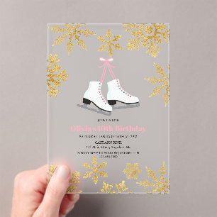 Invitations En Acrylique Patinage artistique Fête d'anniversaire flocon de 