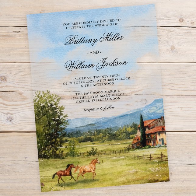 Invitations En Acrylique Paysage de campagne toscan pour mariage  (Créateur téléchargé)