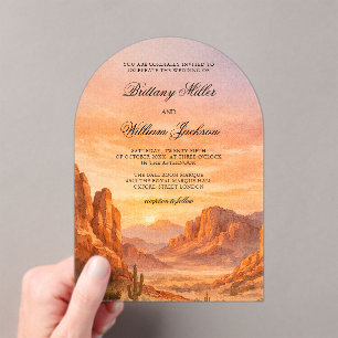 Invitations En Acrylique Paysage Désertique de Montagne de Canyon Mariage