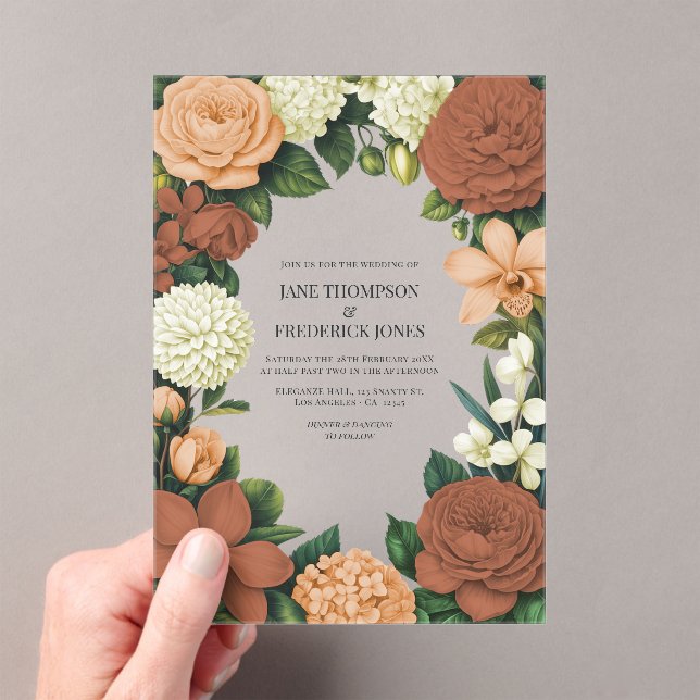 Invitations En Acrylique Peach, Terracotta & Cream Floral Wedding (In situ (ordinateur de poche))