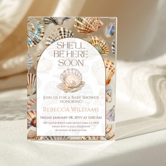 Invitations En Acrylique Pearl Under The Sea You Soon Girl Baby Shower (Créateur téléchargé)