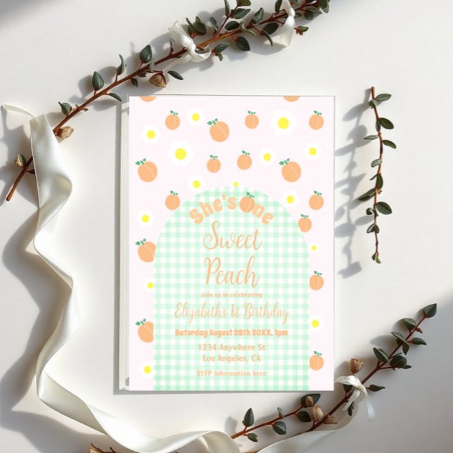 Invitations En Acrylique Pêche Sucrée 1er Anniversaire (Créateur téléchargé)