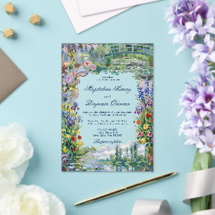 Invitations En Acrylique Peintures Artistiques Florales de Monet Mariage Ja
