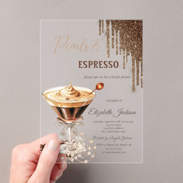 Invitations En Acrylique Perles de café au Glitter Drips (In situ (ordinateur de poche))