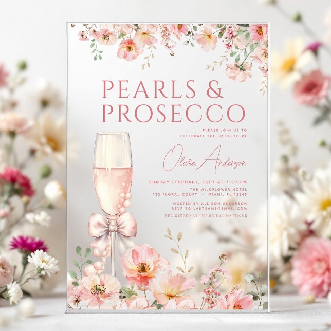 Invitations En Acrylique Perles en bois rose et Fête des mariées de poursui (Créateur téléchargé)