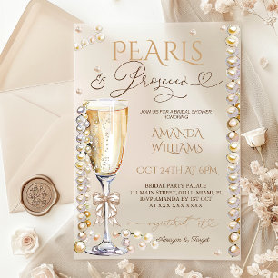 Invitations En Acrylique Perles & Prosecco Champagne Elégante Fête des mari
