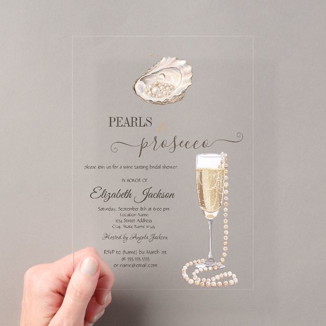 Invitations En Acrylique Perles & Prosecco Sunset Beach Coquillage (In situ (ordinateur de poche))