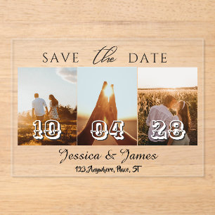 Invitations En Acrylique Personnaliser la photo Date d'enregistrement perso