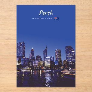 Invitations En Acrylique Perth, Australie - Ciel de la ville la nuit