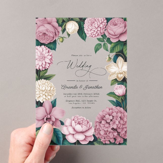 Invitations En Acrylique Petal Pink, Ballet Rose & Soft Linen Wedding (In situ (ordinateur de poche))
