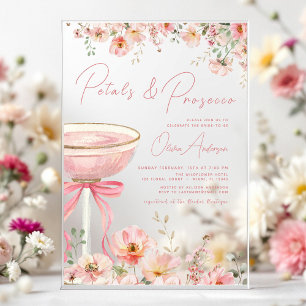 Invitations En Acrylique Pétales à mâchoires roses et Fête des mariées à br