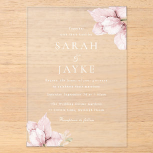 Invitations En Acrylique Pétales de Fleur de Teint Élégant Mariage Magnifiq