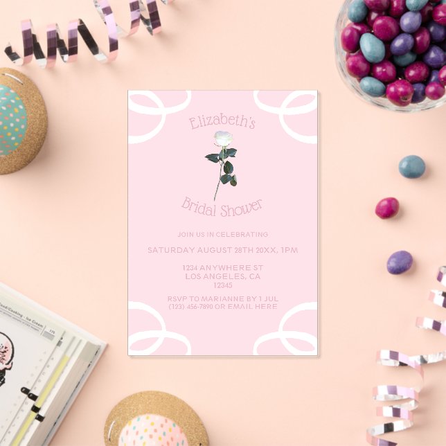 Invitations En Acrylique Pétales de rose blanche rose mariage (Insitu (Célébration))