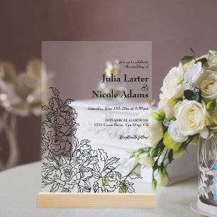 Invitations En Acrylique Pétales Floraux de Rose Sauvage Mariage Affaire de