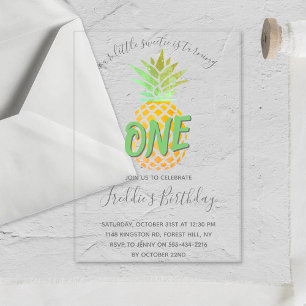 Invitations En Acrylique Petit ananas 1er anniversaire